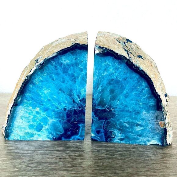 Brazilian Agate Crystal Geode Decor Bookends Set